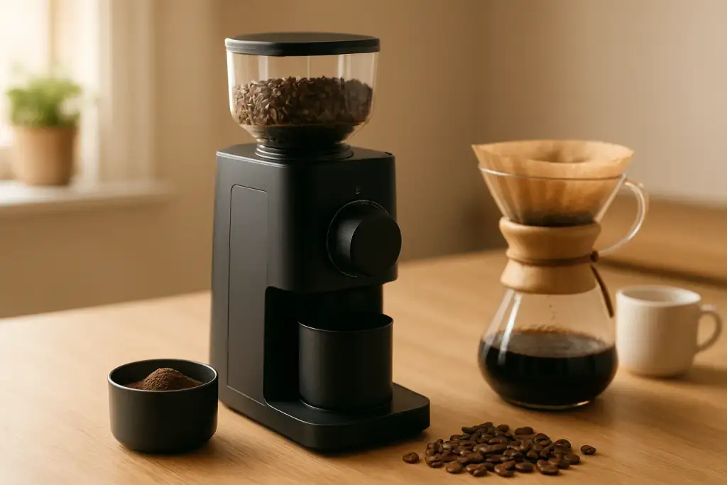 Editorial photograph related to single dose grinder for home