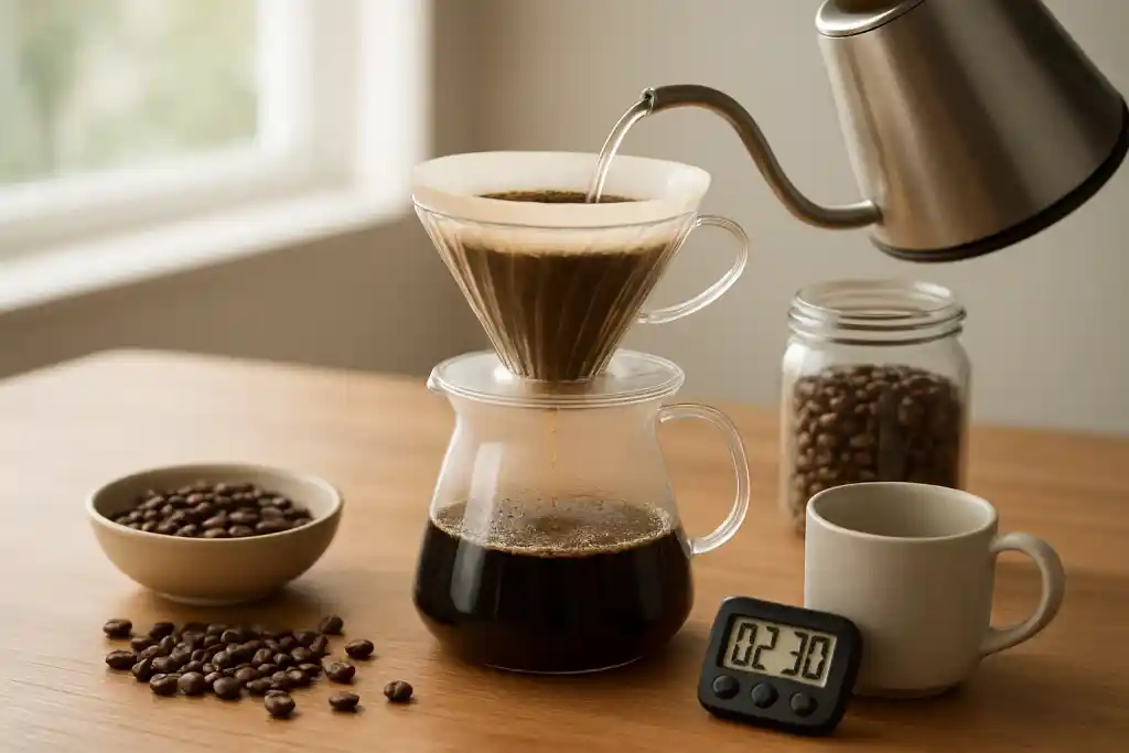 Editorial photograph related to V60 brew ratio and time